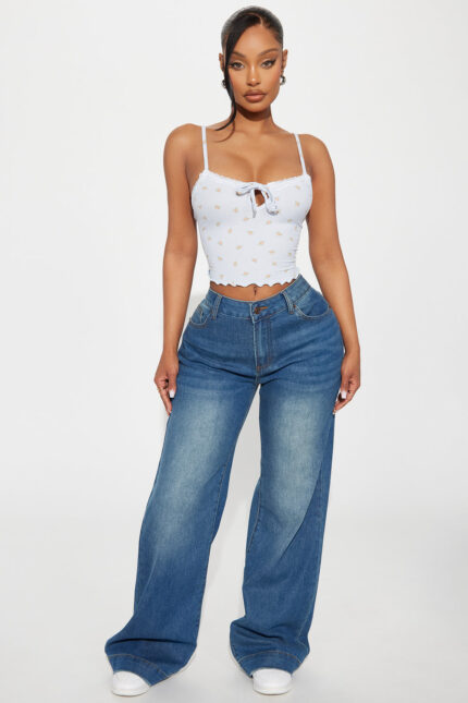 Tall Nia Non Stretch Baggy Jeans - Medium Wash
