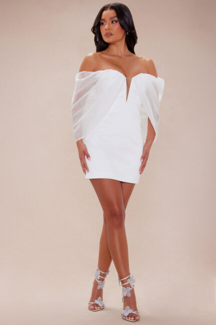 Elise Satin Mini Dress - White