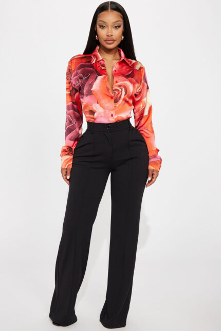 Heidi Wide Leg Trouser Pant - Black