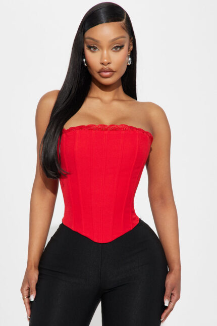 Kiss Me All Day Corset Top - Red
