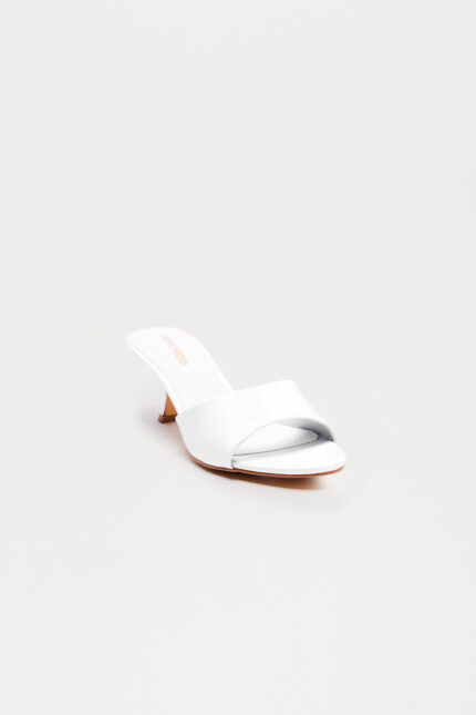 Saxon Patent Mules - White