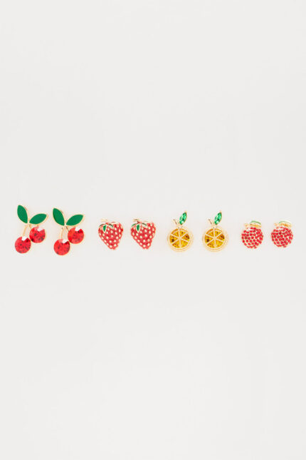 Fruit Salad 4 Pair Earring Set - Gold/combo