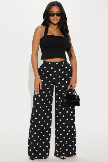 Lucelia Polka Dot Trouser Pant - Black/White