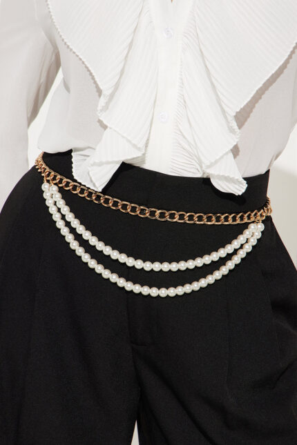 Pretty Pearl Chain Belt - Gold/combo