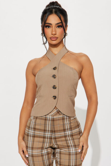 CEO Slay Vest Top - Taupe