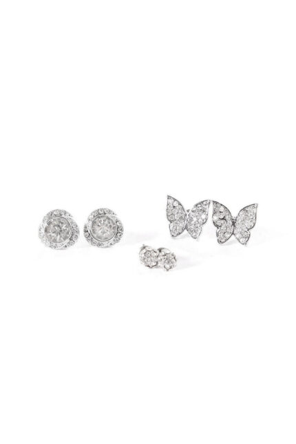 Feeling Fly Butterfly Earring Trio - Silver