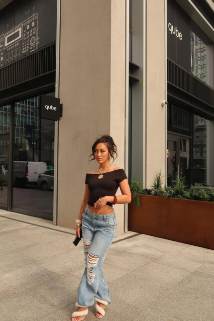 Marcelene Ripped Straight Leg Jeans - Light Wash